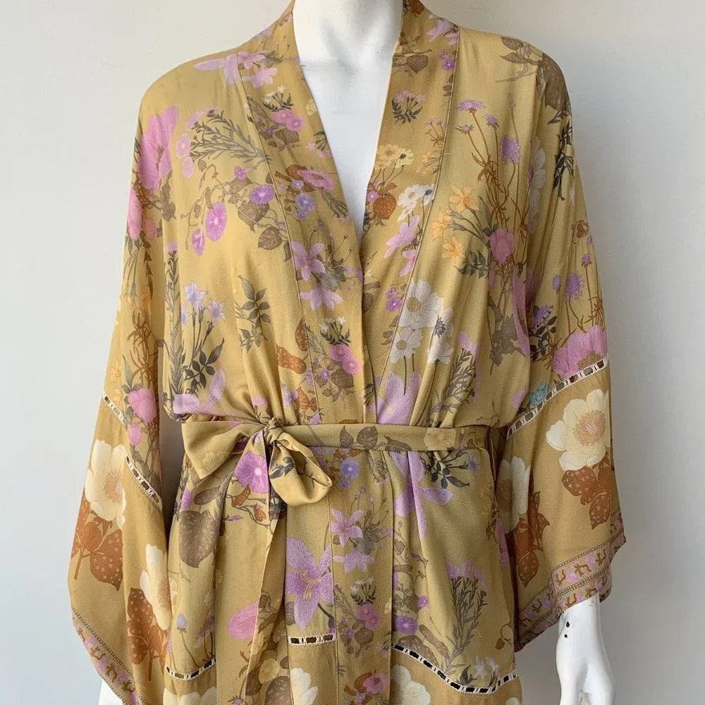 New Wild Bloom Vintage Print Floral Kimono Duster - Picture 1 of 12